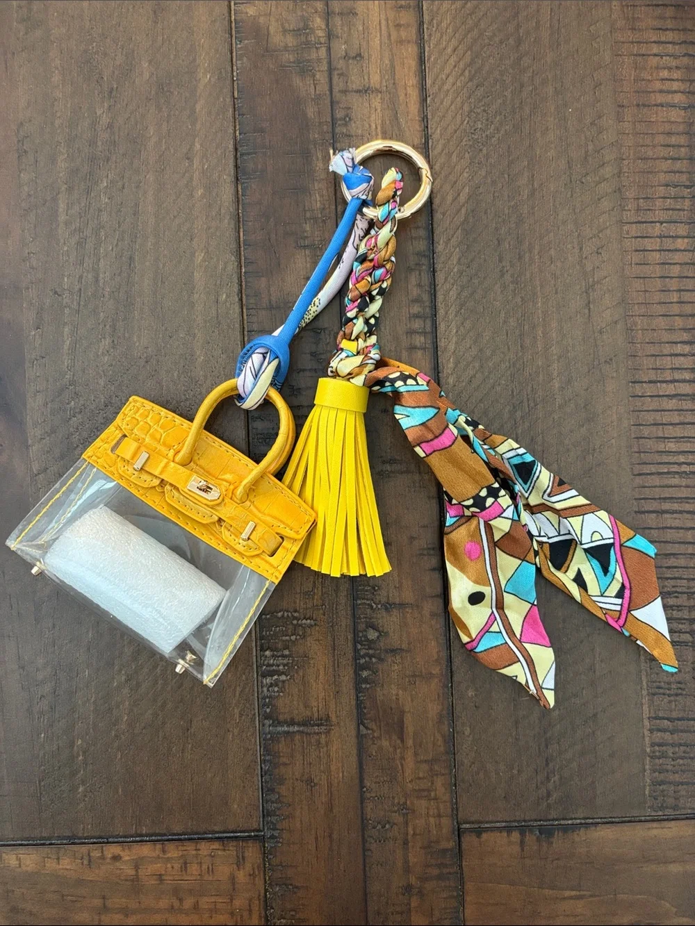 🌸 Summer Yellow & Clear Mini Bag Charm & Keychain 🌸